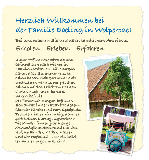 Willkommen auf dem Ferienhof Ebeling in Wolperode - Infos